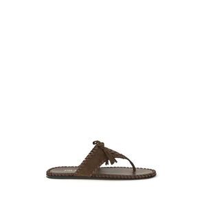 Prada Brown Calf Leather Bos Taurus Flat Women's Sandals